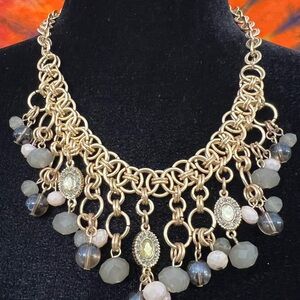 Y2K vintage smoky glass lucite choker fringe necklace